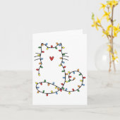 Santa Cat hat sich in den Weihnachtsbaumleuchten H Karte (Gelbe Blume)