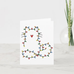 Santa Cat hat sich in den Weihnachtsbaumleuchten H Karte