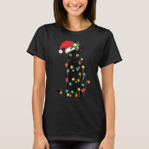 Santa Cat hat sich in den Weihnachtsbaumleuchten H T-Shirt
