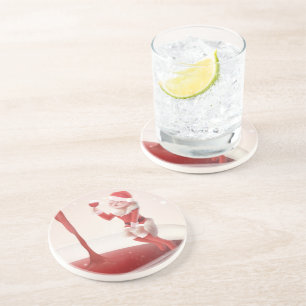 Santa Cat Holding Glass Roter Wein Getränkeuntersetzer