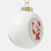 Santa Cat Holding Glass Roter Wein Keramik Kugel-Ornament (Links)