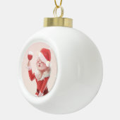 Santa Cat Holding Glass Roter Wein Keramik Kugel-Ornament (Rechts)
