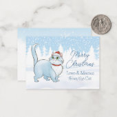 Santa Cat im Winter Wunderland Weihnachten Mitteilungskarte (Vorderseite/Rückseite Beispiel)