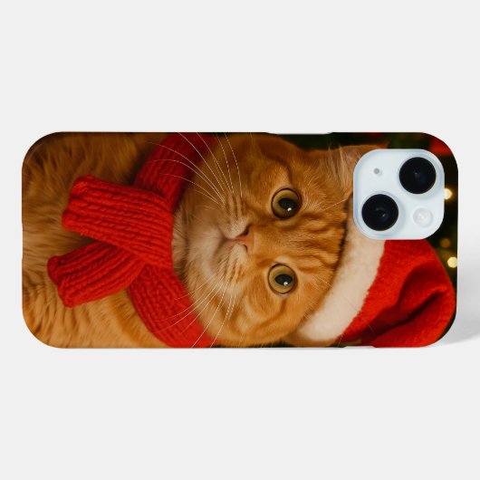 Santa Cat iPhone 15 Case (Rückseite (Horizontal))