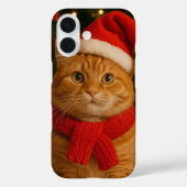 Santa Cat iPhone 16 Case (Rückseite)