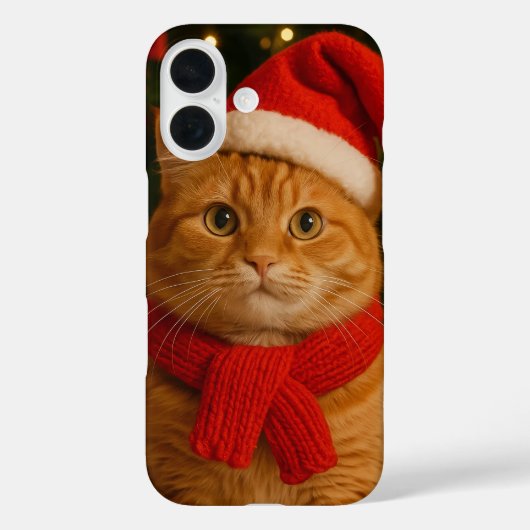 Santa Cat iPhone 16 Case (Rückseite)