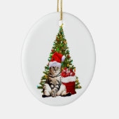 Santa Cat Keramik Ornament (Rechts)