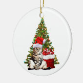 Santa Cat Keramik Ornament (Links)
