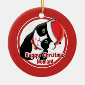 Santa Cat Keramik Ornament (Vorne)