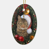 Santa Cat Keramikornament (Links)