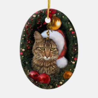 Santa Cat Keramikornament