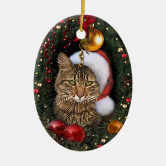 Santa Cat Keramikornament (Vorne)