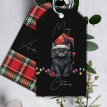 Santa Cat Kitten Weihnachtsrot und Kariert