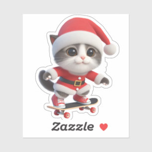 Santa Cat kommt in die Stadt Aufkleber