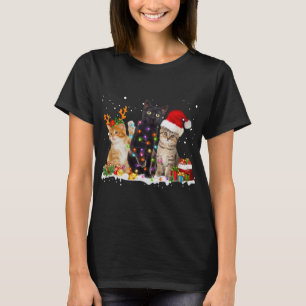 Santa Cat Light Gorgeous Reindeer Pajama Weihnacht T-Shirt