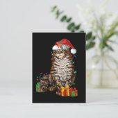 Santa Cat Lover Funny Christmas Kitten Xmas Postkarte (Stehend Vorderseite)