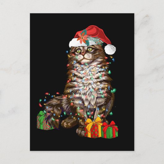 Santa Cat Lover Funny Christmas Kitten Xmas Postkarte (Vorderseite)