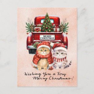 Santa Cat mit Weihnachtsbaum für Katzen Liebhaber Feiertagspostkarte