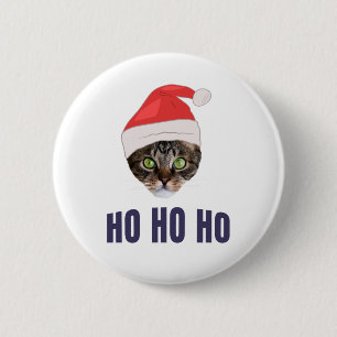 Santa Cat mit Weihnachtsmannmütze, Ho Ho ho Einlad Button