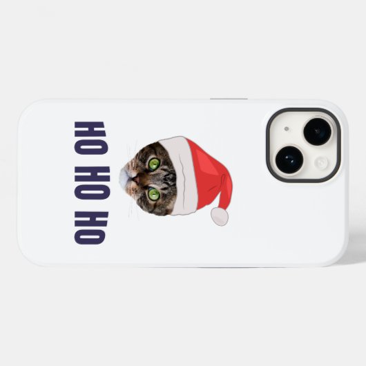 Santa Cat mit Weihnachtsmannmütze, Ho Ho ho Einlad Case-Mate iPhone Hülle (Rückseite (Horizontal))