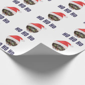 Santa Cat mit Weihnachtsmannmütze, Ho Ho ho Einlad Geschenkpapier (Ecke)