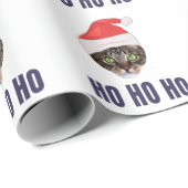 Santa Cat mit Weihnachtsmannmütze, Ho Ho ho Einlad Geschenkpapier (Rolleneckpunkt)