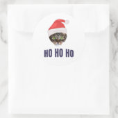 Santa Cat mit Weihnachtsmannmütze, Ho Ho ho Einlad Runder Aufkleber (Tasche)