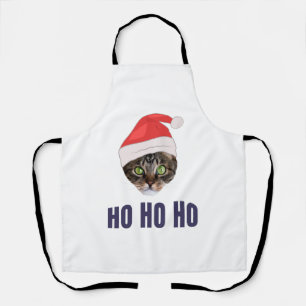 Santa Cat mit Weihnachtsmannmütze, Ho Ho ho Einlad Schürze
