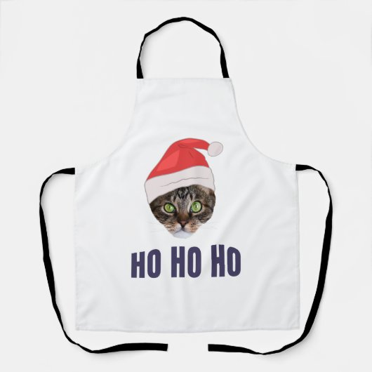 Santa Cat mit Weihnachtsmannmütze, Ho Ho ho Einlad Schürze (Vorderseite)