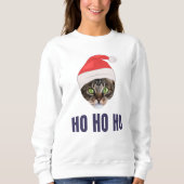 Santa Cat mit Weihnachtsmannmütze, Ho Ho ho Einlad Sweatshirt (Vorderseite)