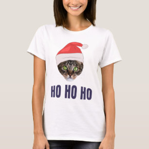 Santa Cat mit Weihnachtsmannmütze, Ho Ho ho Einlad T-Shirt