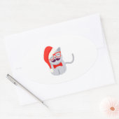 Santa Cat Ovaler Aufkleber (Umschlag)