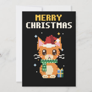 Santa Cat Pixel Art Weihnachtskarte Feiertagskarte