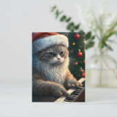 Santa Cat Plays Piano Postkarte (Stehend Vorderseite)