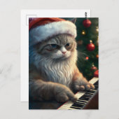Santa Cat Plays Piano Postkarte (Vorne/Hinten)
