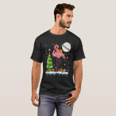 Santa Cat Ridding Rentier Flamingo Weihnachtsbaum T-Shirt (Vorne ganz)