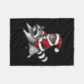 Santa Cat Riding A Raccoon Christmas Men Women Kid Fleecedecke (Vorderseite (Horizontal))