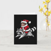 Santa Cat Riding A Raccoon Christmas Men Women Kid Karte (Gelbe Blume)
