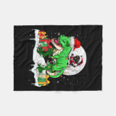 Santa Cat Riding T-rex Weihnachtsbesitzer Kinderfa Fleecedecke (Vorderseite (Horizontal))