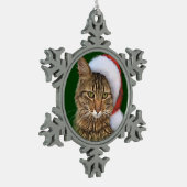 Santa Cat Schneeflocken Zinn-Ornament (Links)