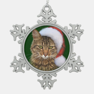Santa Cat Schneeflocken Zinn-Ornament