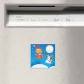 Santa Cat Sleigh Magnet (In Situ (Geschirrspüler))