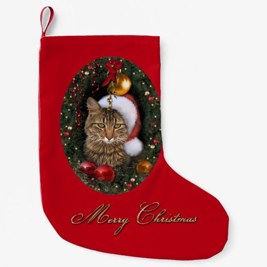 Santa Cat Strumpf Kleiner Weihnachtsstrumpf (Vorderseite)
