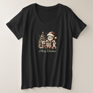 Santa Cat und seine kleinen Helfer im Vintagen Sti Große Größe T-Shirt