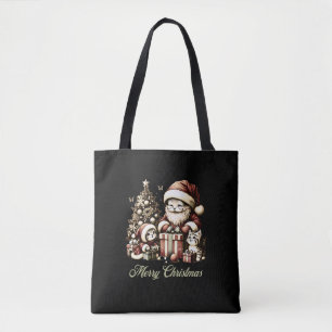 Santa Cat und seine kleinen Helfer im Vintagen Sti Tasche