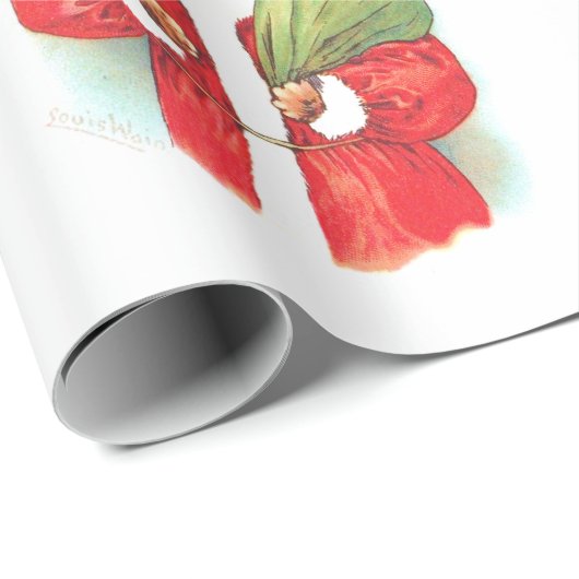 Santa Cat von Louis Wain Geschenkpapier (Rolleneckpunkt)