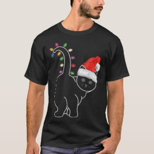 Santa Cat Weihnachtsfarbe Licht Sonnige Weihnachts T-Shirt