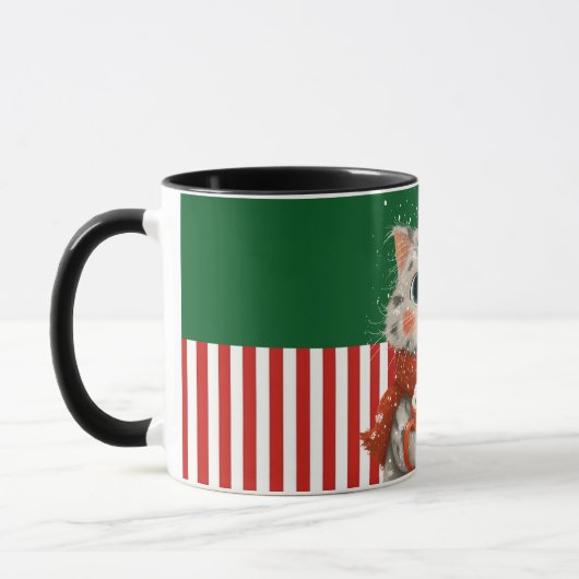 Santa Cat with Cocoa Mug Tasse (Links)