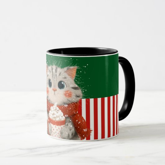 Santa Cat with Cocoa Mug Tasse (VorderseiteRechts)