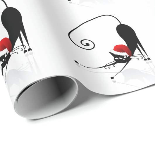 Santa Cat Wrapping Paper Geschenkpapier (Rolleneckpunkt)